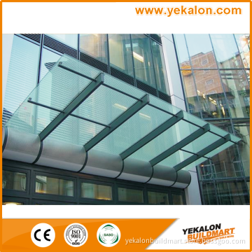 Yekalon Outdoor Decorative Tempered Glass Entrance Canopy for Office Building